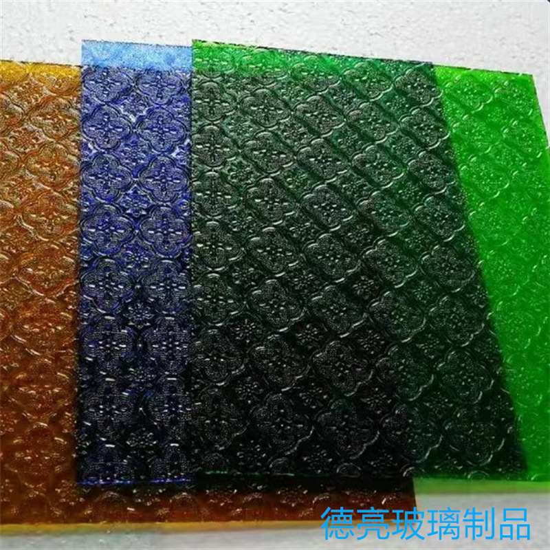 3-8mm 透明 蓝色 绿色 琥珀色压花玻璃室内装饰隔断压花玻璃钢化