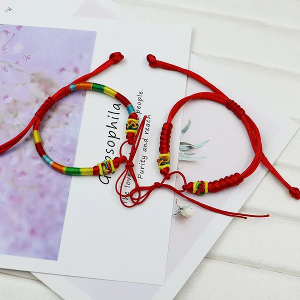 Dragon Boat Festival Colorful Rope Bracelet for Men and Women Adult Children Handmade Woven Red Rope May Festival Colorful Hand Rope