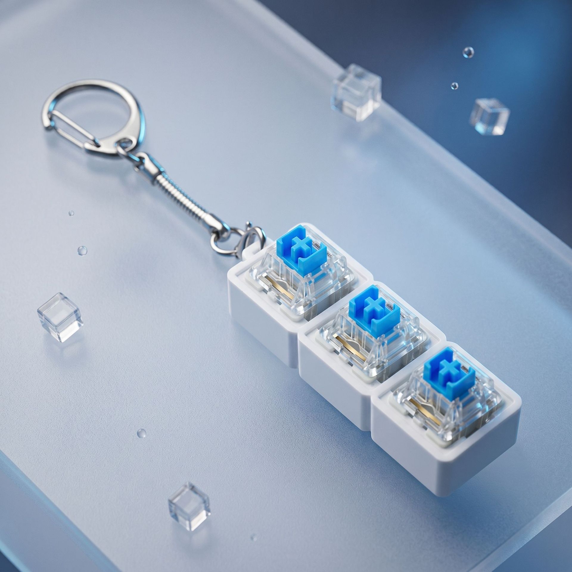 PC9键机械键盘减压按键指尖玩具解压钥匙扣试轴器LED灯透明底座