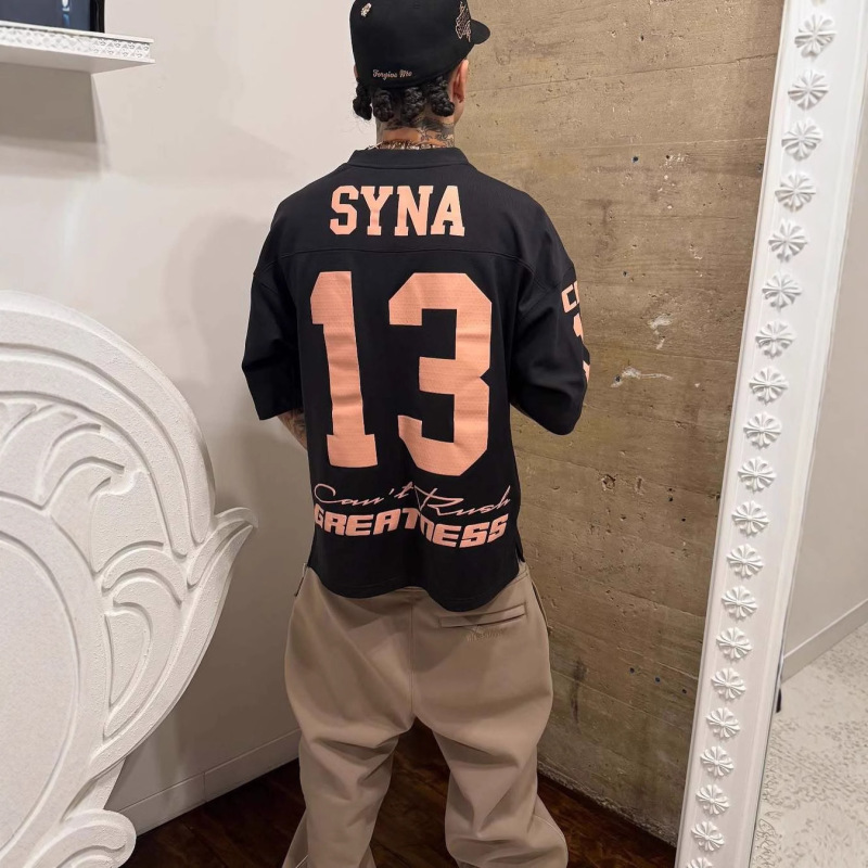 Syna World 明星同款美式13号球服短袖网眼透气橄榄球T恤运动半袖|undefined