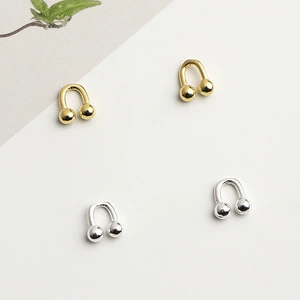 S925 Sterling Silver Mini Horseshoe Spacer Beads Handmade DIY Beaded Bracelet Necklace C-Shaped Horseshoe Clasp Loose Bead Accessories