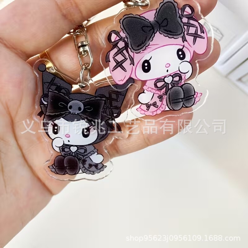 Sanrio Black Cat & My Melody Keychain Anime Cartoon Style Cute Acrylic Pendant Sanrio Black Cat & My Melody Keychain Anime Cartoon Style Cute Acrylic Pendant