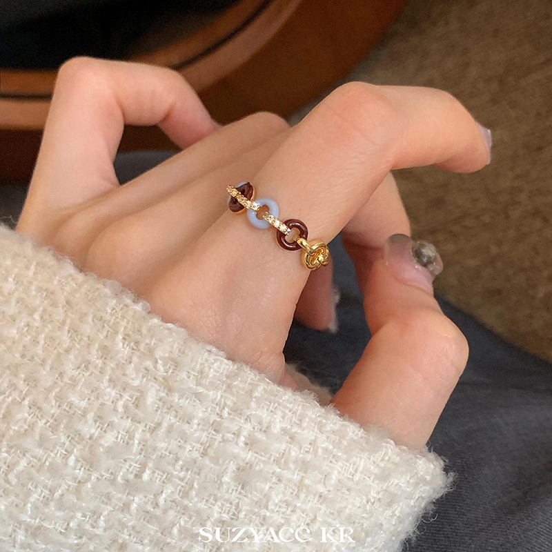 Bague élégante et polyvalente pour l'index, ornée d'une goutte d'huile en zircon, style français, bijou léger et luxueux._voghion.com