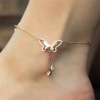 Summer ankle bracelet, golden accessory with tassels, European style, pink gold, wholesale