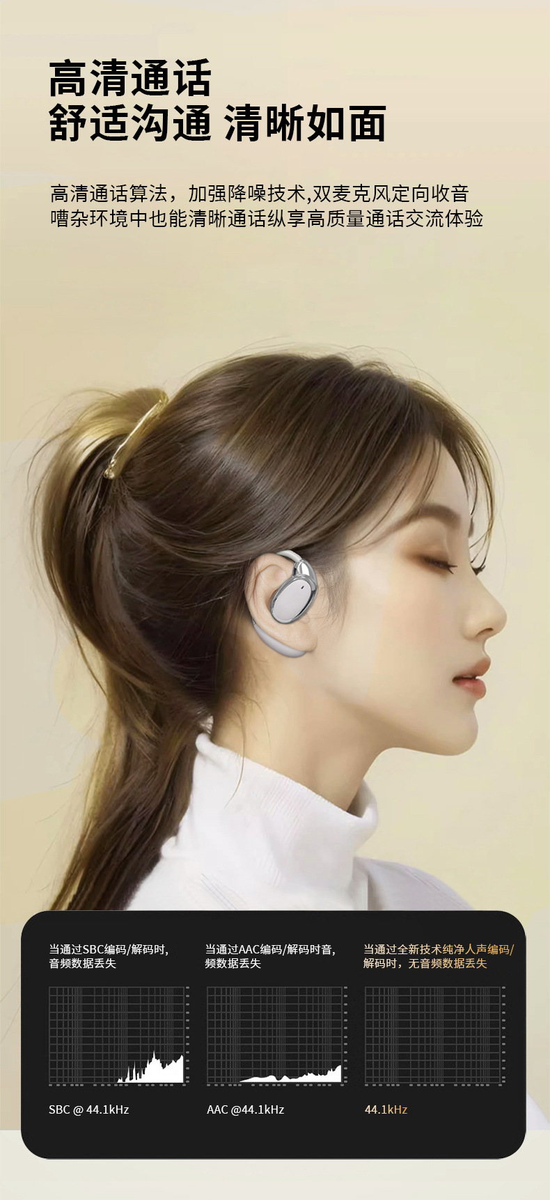 Wireless Bluetooth translation headphones, open-ear translator, noise-cancelling, multi-language translation, original factory for cross-border trade pic 10