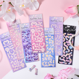 GUGU Pearl Ribbon Goo Card Sticker Korean ins Ribbon Love Bow Goo Plate Sticker Hemp Sticker