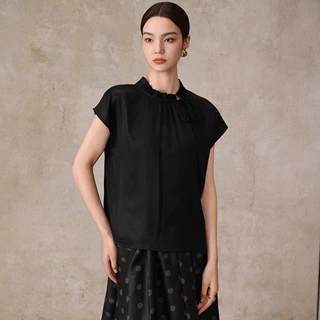 真丝香云纱重缎老料坎肩上衣女装2026重磅桑蚕丝气质短袖国风小衫