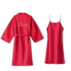 Long-sleeved bride red-matching skirt