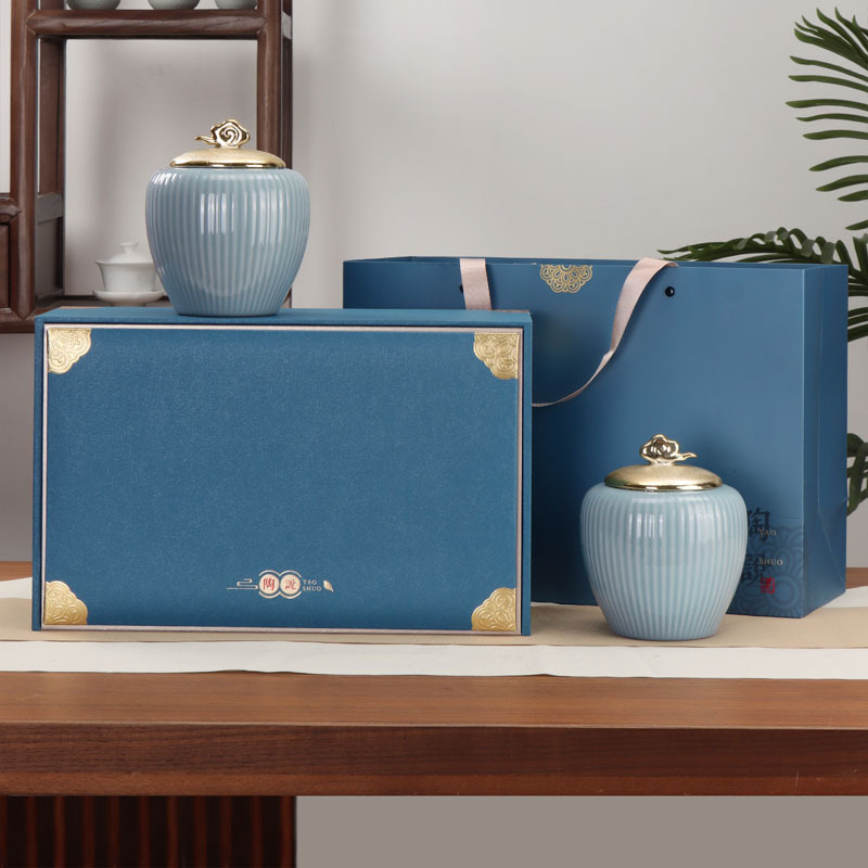 2025陶瓷罐茶叶包装盒空盒碧螺春龙井茶毛尖礼盒绿茶通用包装盒