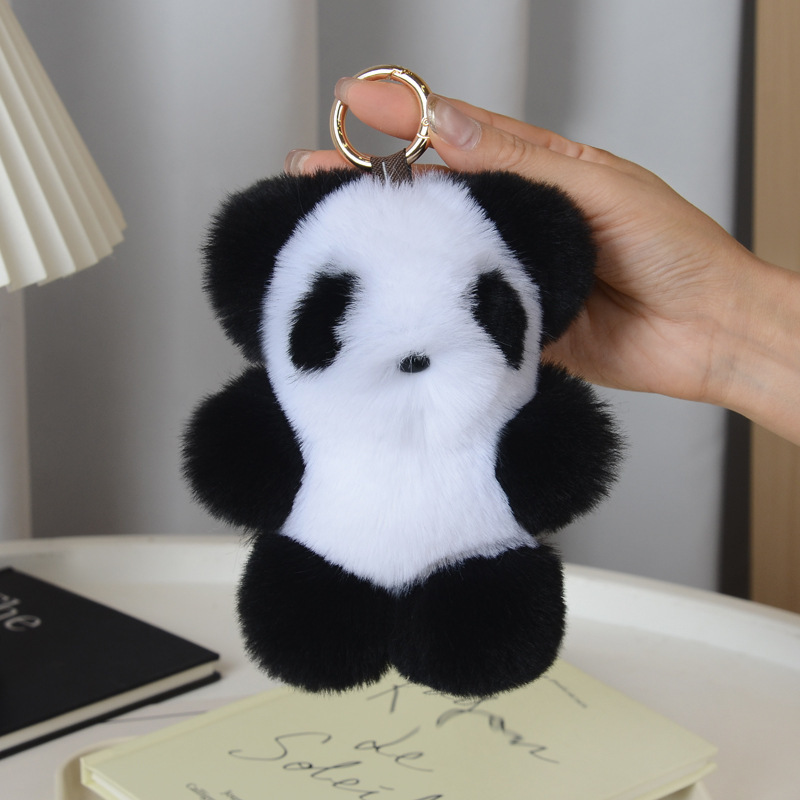 ウサギの毛をまねるパンダのペンダントがかわいいぬいぐるみのキーホルダーのかばんに飾られたアクセサリーの卸売りプレゼント|undefined