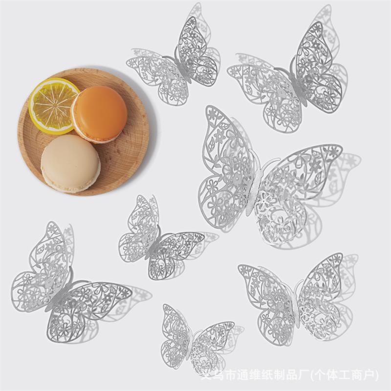 12 pegatinas doradas de mariposas huecas para pared, pegatinas de mariposas para decoración de paredes del hogar, pegatinas creativas de mariposas.