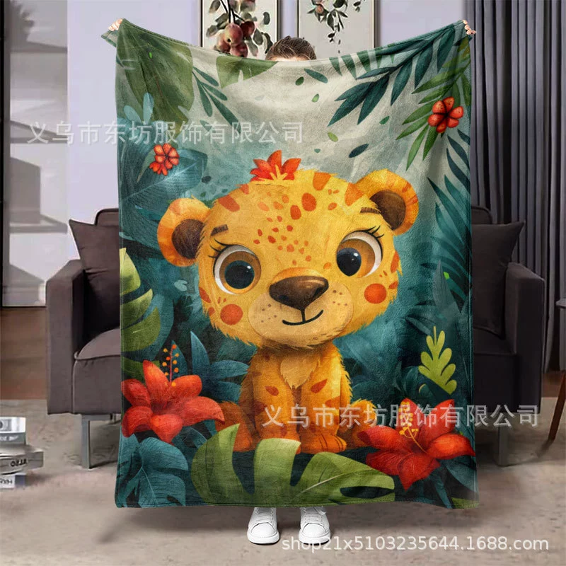 Мультяшный маленький тигр теплый и удобный универсальный фланелевый одеяло