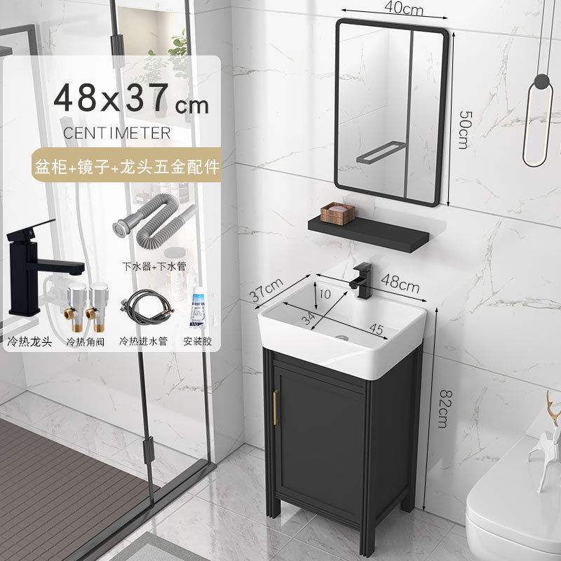 48x37cm gabinete de piso + grifo + espejo cuadrado