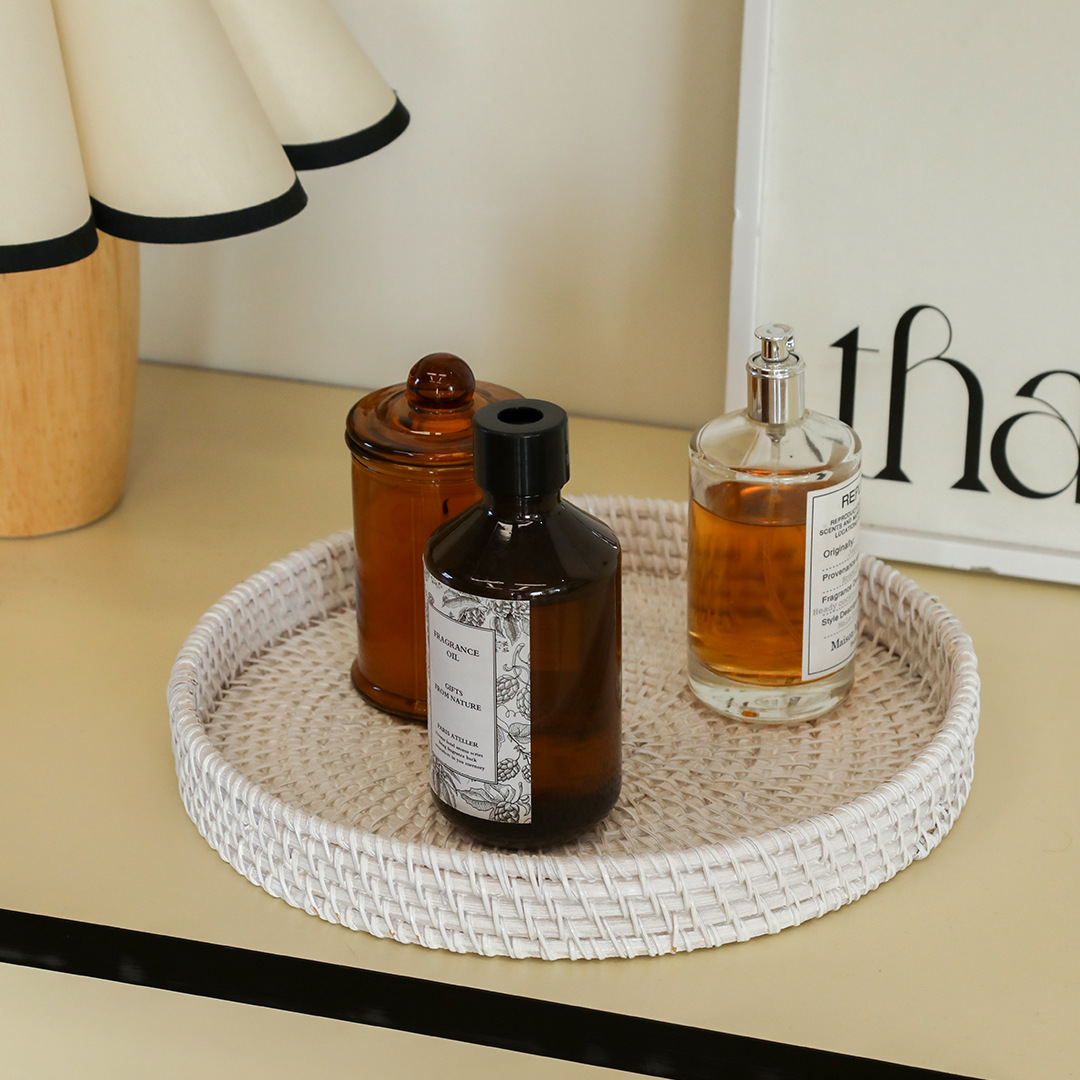 bandeja de té redonda decoración de escritorio bandeja de almacenamiento cosmético sala de estar cesto de almacenamiento porche cesto de almacenamiento doméstico bandeja redonda