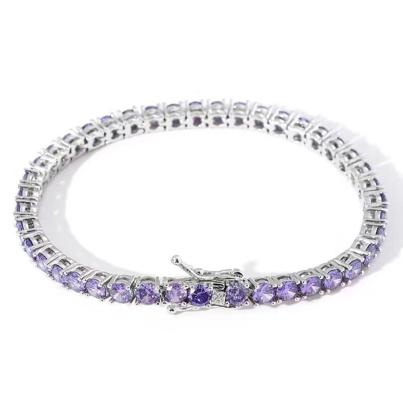 Cross-Border Light Luxury High-End Tennis Bracelet Full of Zircon Diamonds, Single-Row and Double-Row Zircon Bracelet Jewelry for Men and Women