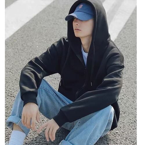 Stylish Men's Hooded Sweatshirt 2025 New Fashion Brand Zipper Sport Heavyweight Large Grey Jacket for Men