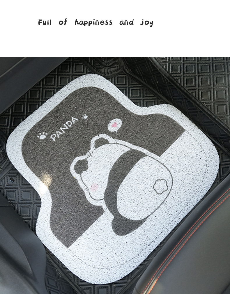 Car foot mat cartoon back Panda cute car foot mat wire ring wear-resistant stain-resistant easy cleaning car floor mat