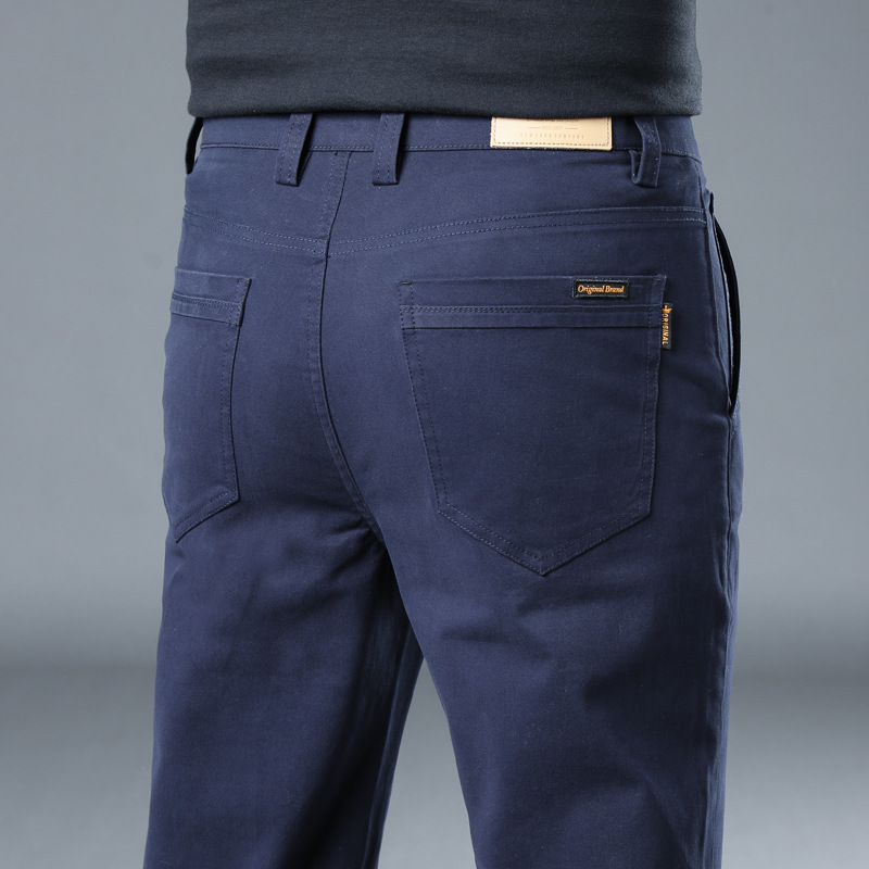 A-class pure cotton brand casual men, slim fit straight leg high-end men's pants, breathable versatile pants for spring_voghion.com