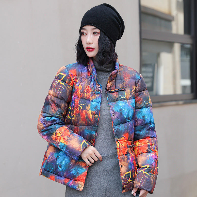 2022 Autumn and Winter New Middle-aged and Elderly Fashionable Elegant Loose Cotton-padded Jacket Retro Color Short Stand Collar Cotton-padded Jacket 2022 Autumn and Winter New Middle-aged and Elderly Fashionable Elegant Loose Cotton-padded Jacket Retro Color Short Stand Collar Cotton-padded Jacket
