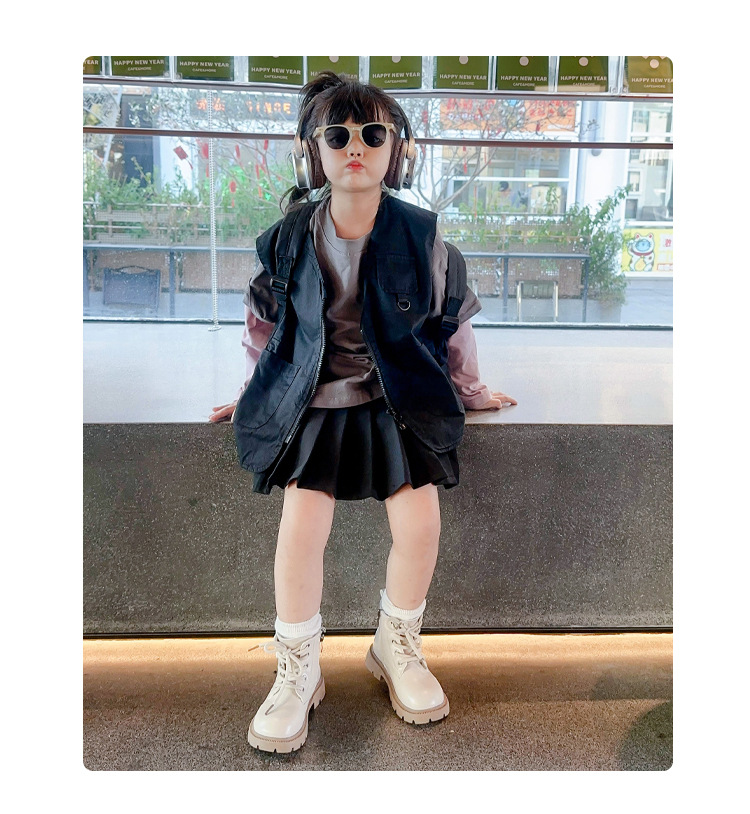 Botas Martin estilo británico para niños, moda otoño 2024, para niñas, suela blanda de cuero para niños, botas individuales_voghion.com