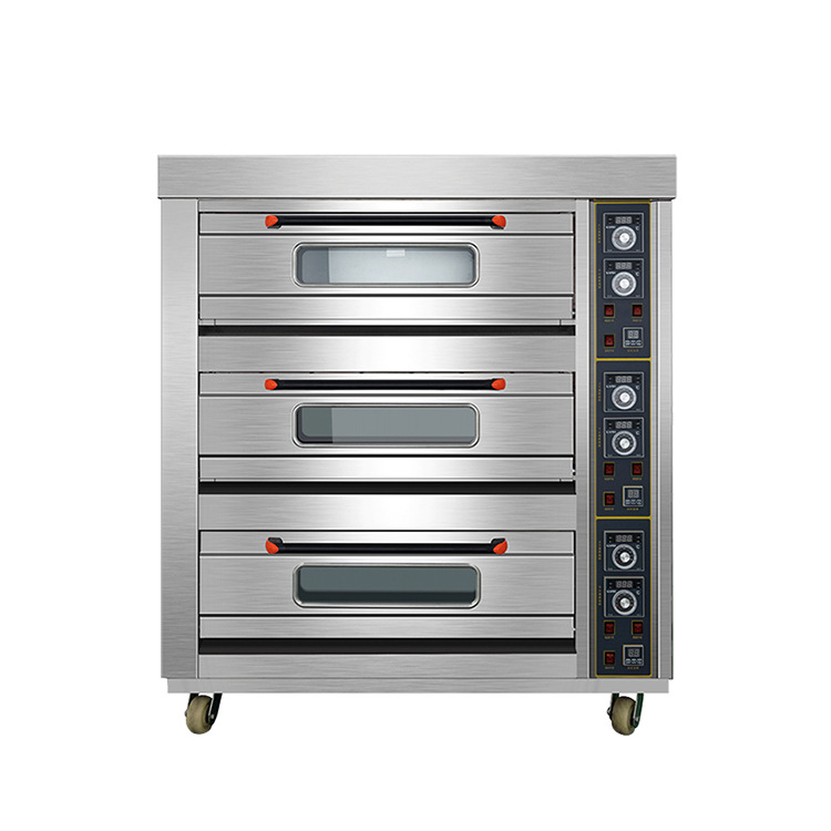 Horno eléctrico de gran capacidad comercial pastel pan horneado tienda horno eléctrico de una sola capa de doble capa de tres capas de acero inoxidable horno eléctrico