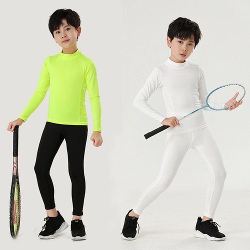 Children's Quick Dry Set Spring and Autumn New Style Elastic Tight Shorts and Top Basketball Football Sports Base Layer for Boys and Girls