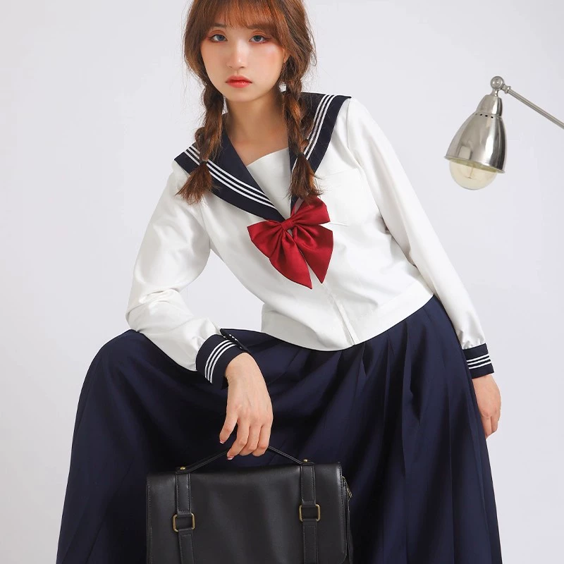 Белый Sanben JK Униформа Православный базовый подлинный промежуточный костюм Японский Военно-Морской стиль Студенческая школьная форма Матросский костюм Классовый костюм
