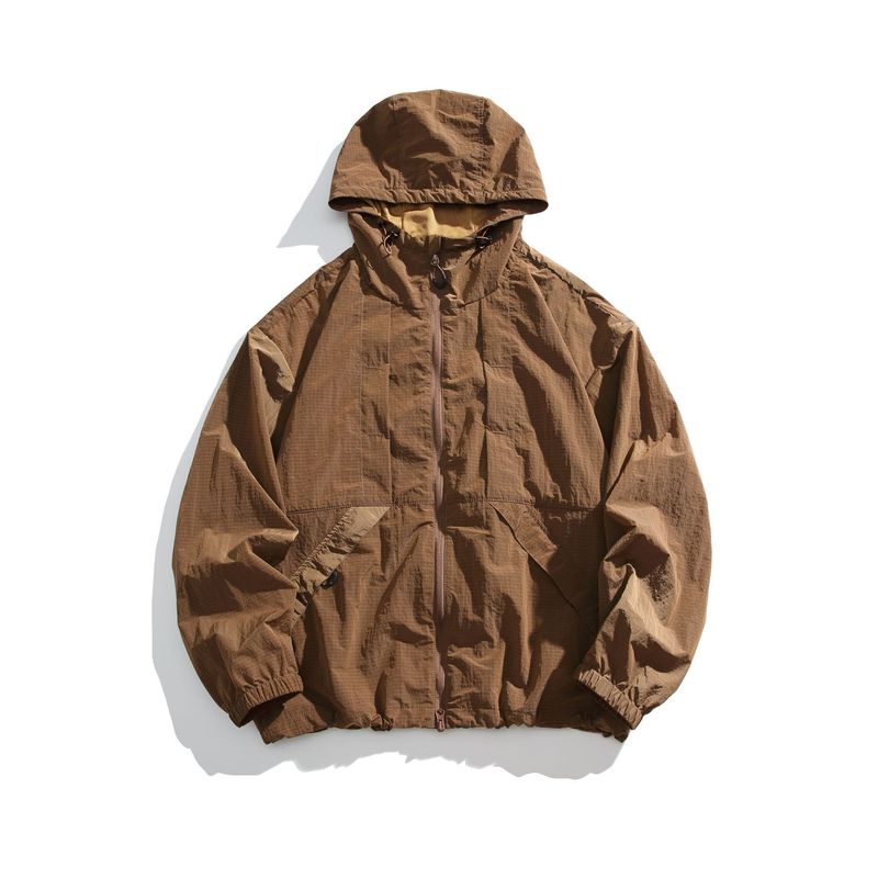 日本製アウトドア防水日焼け防止服抗 UV 無地フード付き通気性日焼け防止服メンズカジュアルワークウェアジャケット|undefined