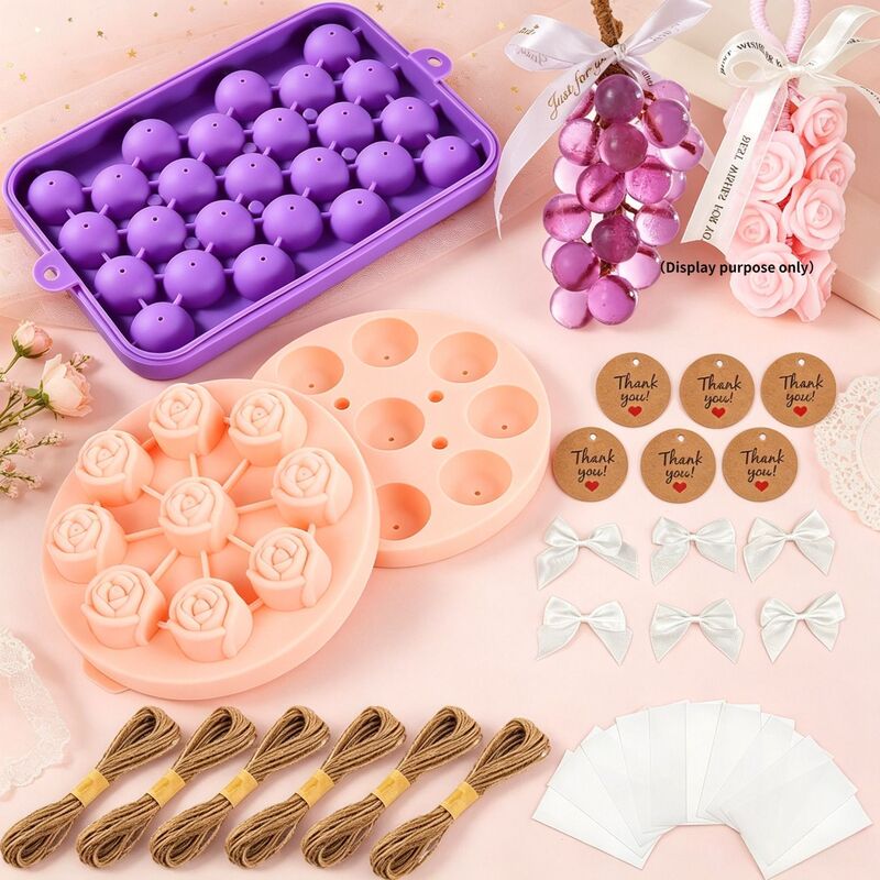 Soap making kit, includes 2 silicone molds (grape and rose), gift bag, gift tag Soap making kit, includes 2 silicone molds (grape and rose), gift bag, gift tag