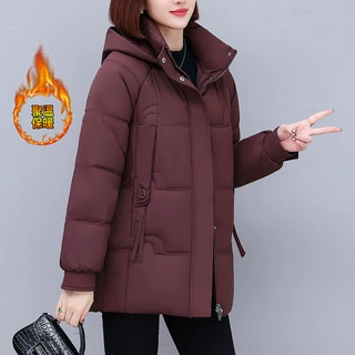 棉服女款冬季中长款2025新款时尚洋气加厚保暖棉衣妈妈装防寒外套