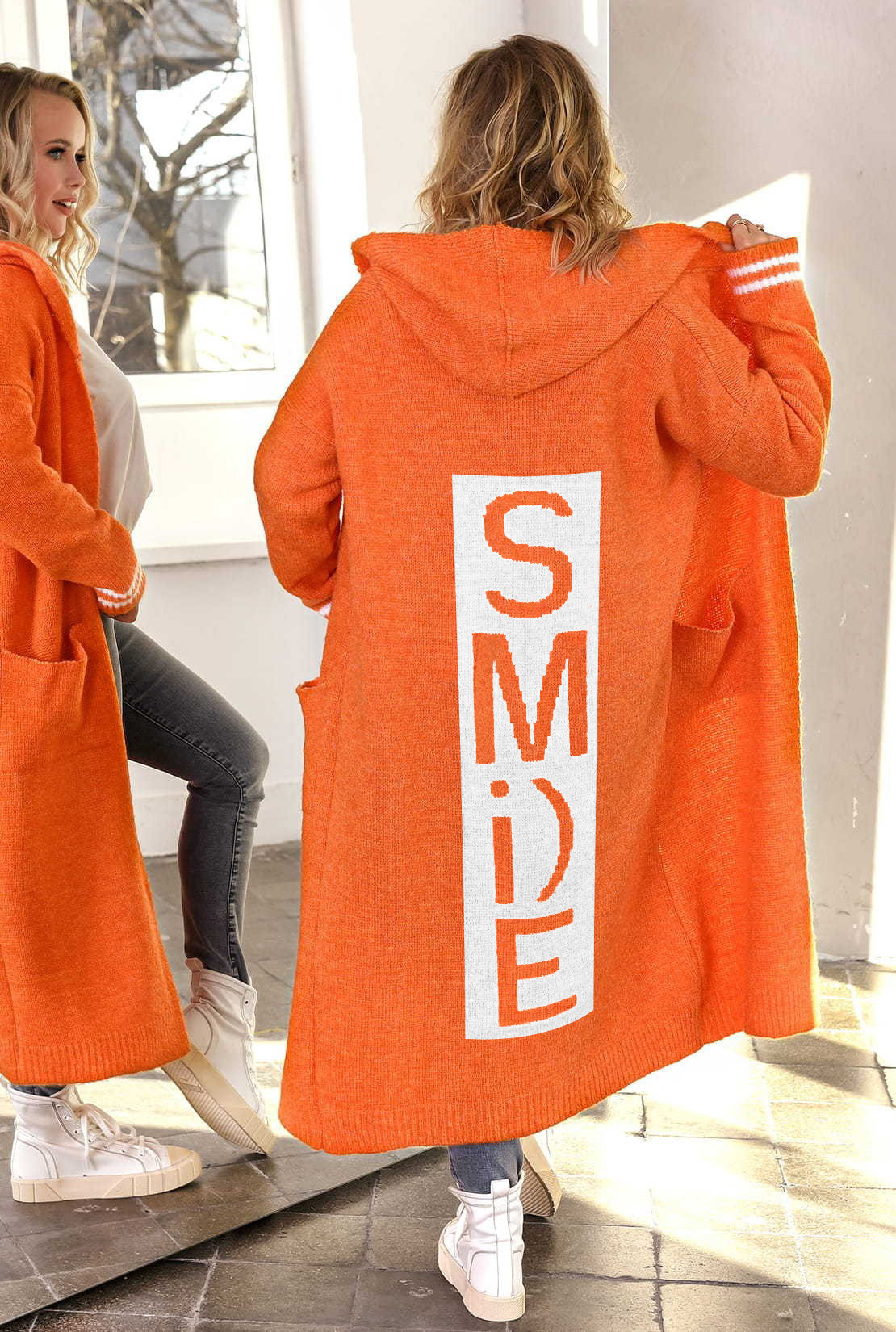 Women's Clothing new knitted sweater cardigan lazy style loose mid length coat_voghion.com