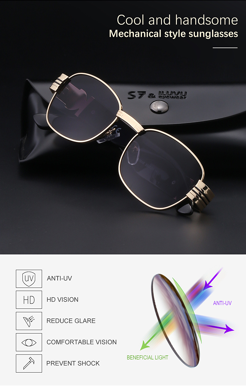 Fashion Anti-uv Small Frame Metal Sunglasses Wholesale display picture 21