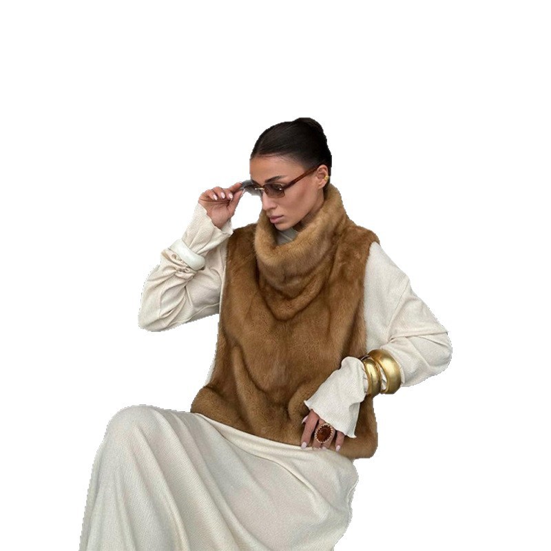 Real disparo-inventario de moda retro temperamento de cuello alto sin mangas chaleco de lana 2026 transfronterizo estilo europeo y americano nuevo otoño y invierno image 6
