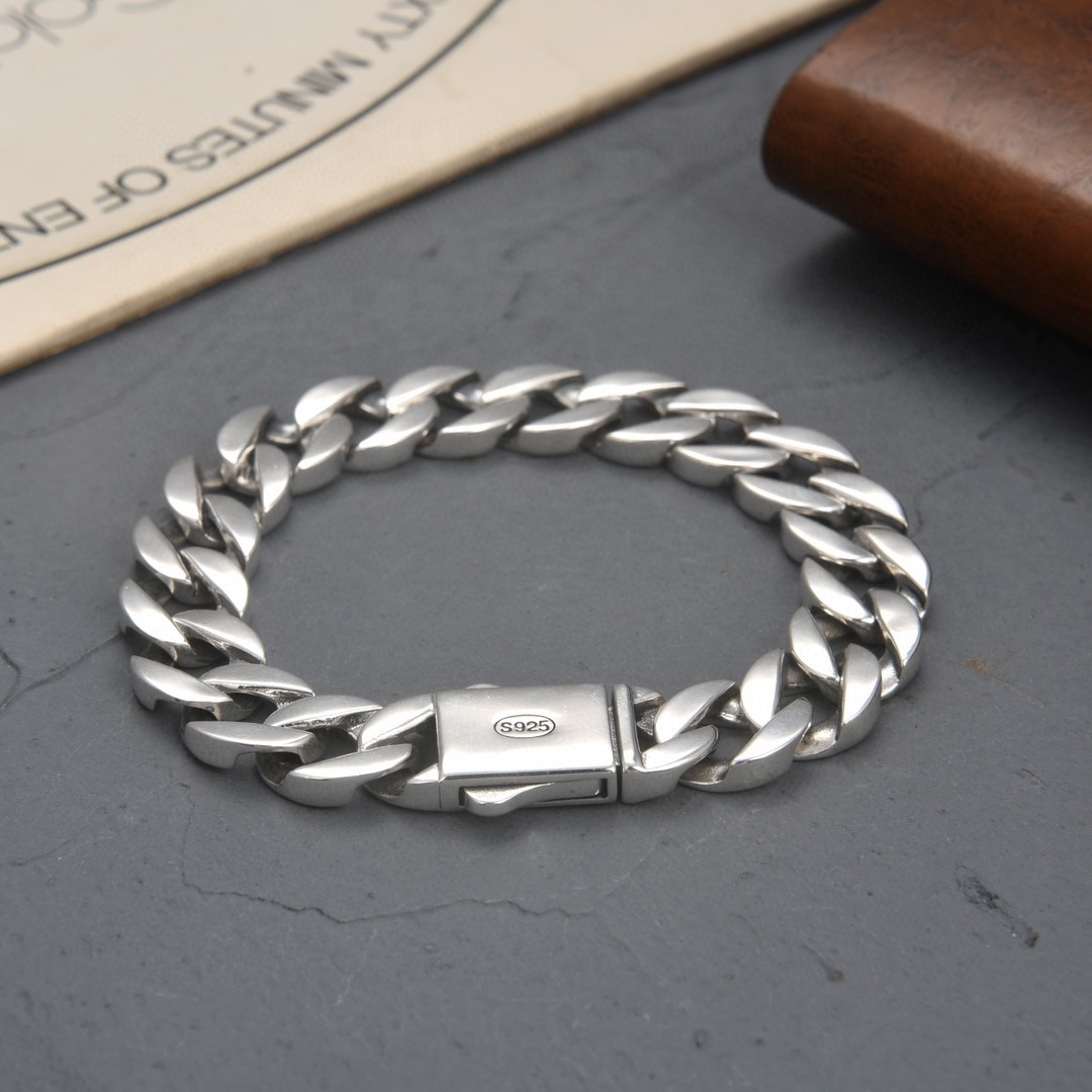 Pulseira de elo cubano masculina em aço inoxidável premium_voghion.com