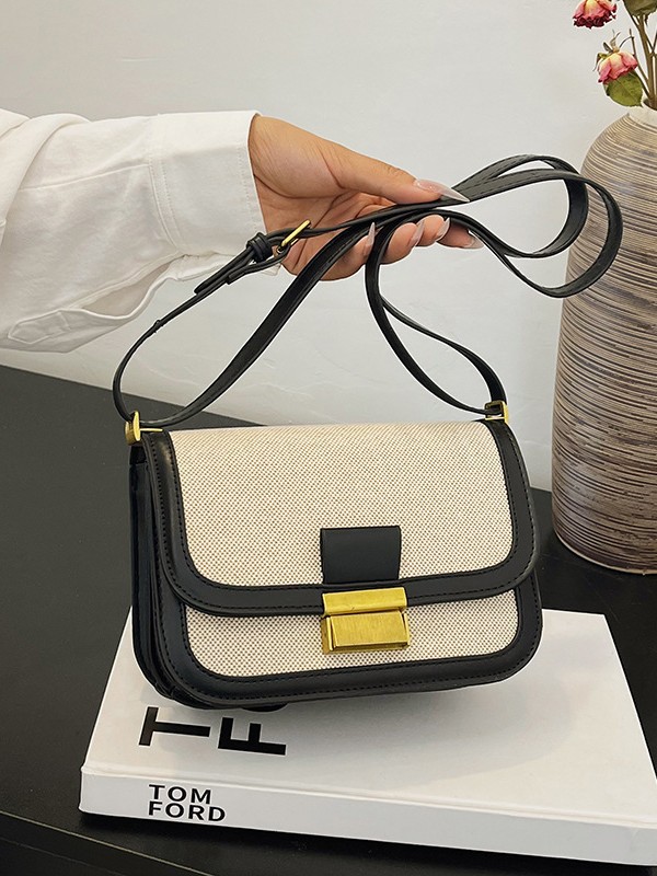 Nicho de diseño de lino empalmado bolso para mujeres 2024 nueva moda moda bolso cuadrado pequeño bolso casual simple mochila