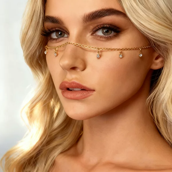 European and American Hot-Selling Personalized Minimalist Rhinestone Pendant Face Chain, Trendy Versatile Face Accessory Nose Chain Jewelry