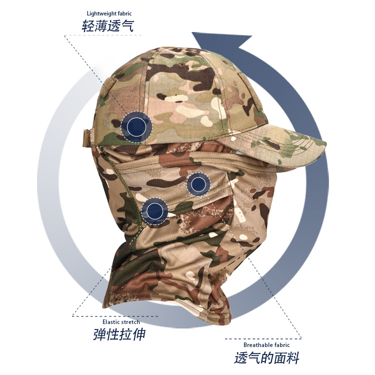 Traje de máscara de gorra de béisbol de camuflaje caliente transfronterizo acampar al aire libre senderismo escalada pesca gorra deportiva de protección solar