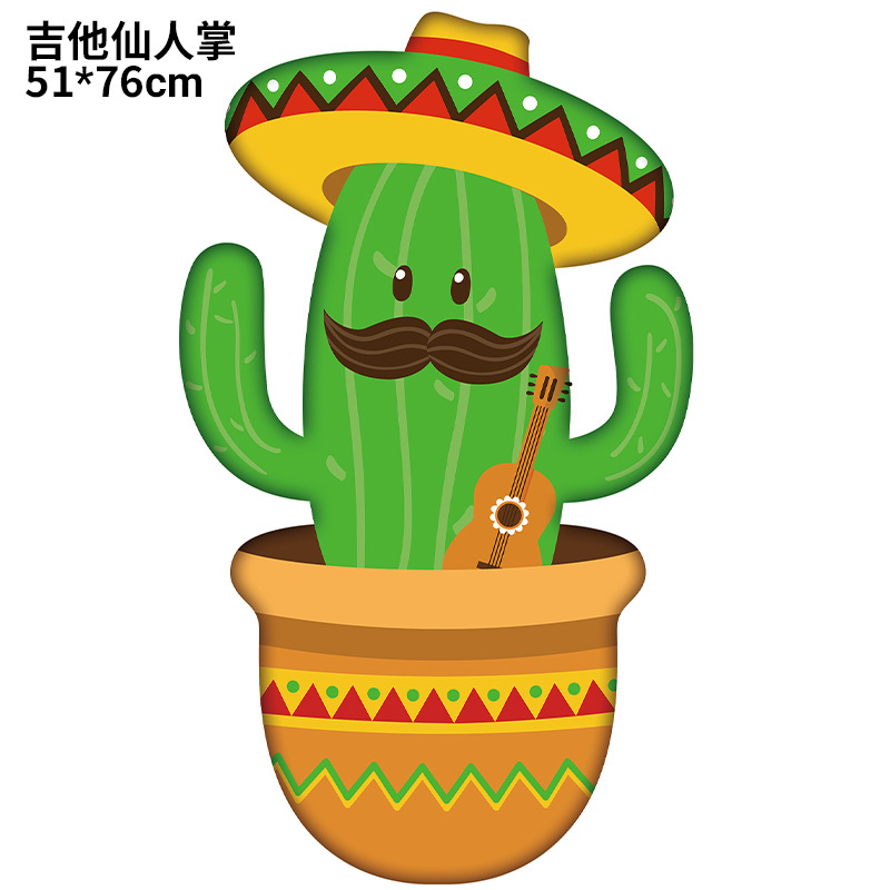 Globo de cactus transfronterizo Fiesta de carnaval Decoración Película de aluminio Burrito TACO Globo FIESTA Set