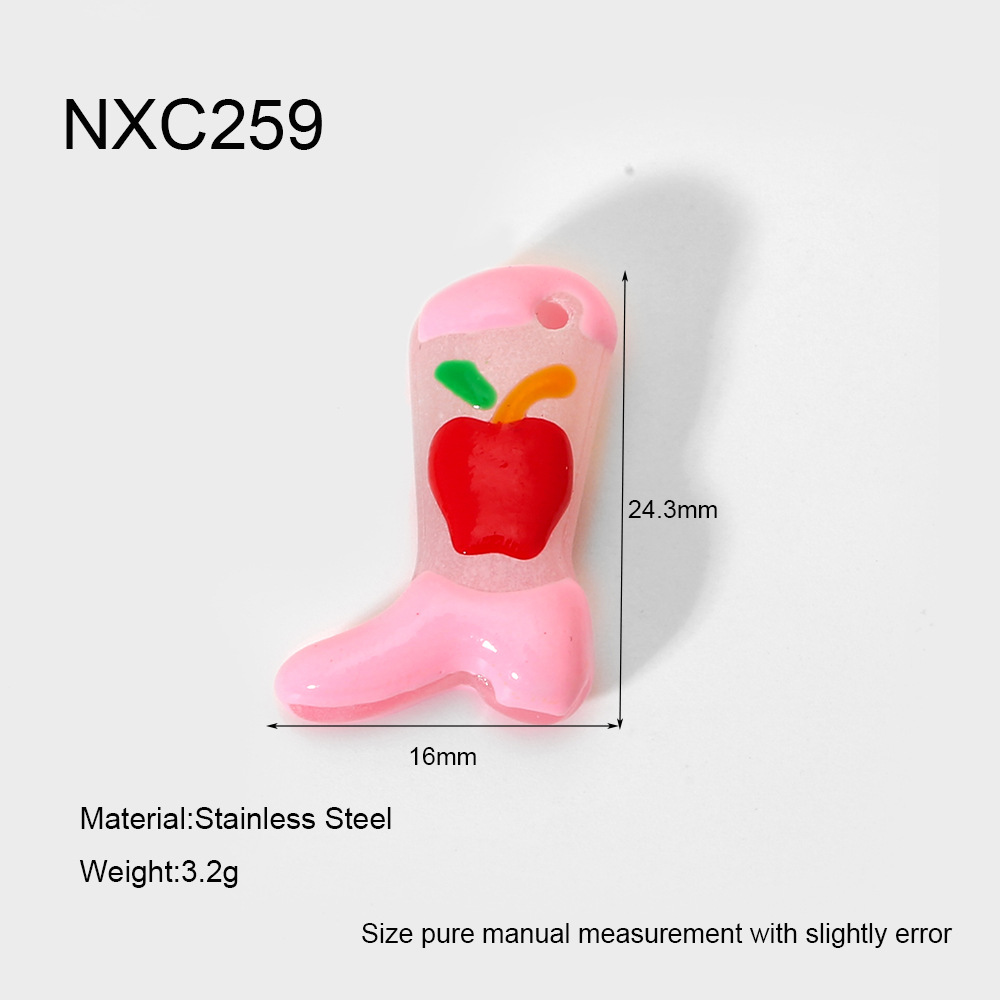 9g Weight Beads Jewelry Making Type 25*25mm Jewelry Making Size 1 Piece Quantity Glass Material Fruit, Heart Shape, Boots Pattern Cute, Sweet Style Irregular Craft 1 Piece 25*25mm Glass Fruit Heart Shape Boots Polished Beads DIY Jewelry Accessories 11