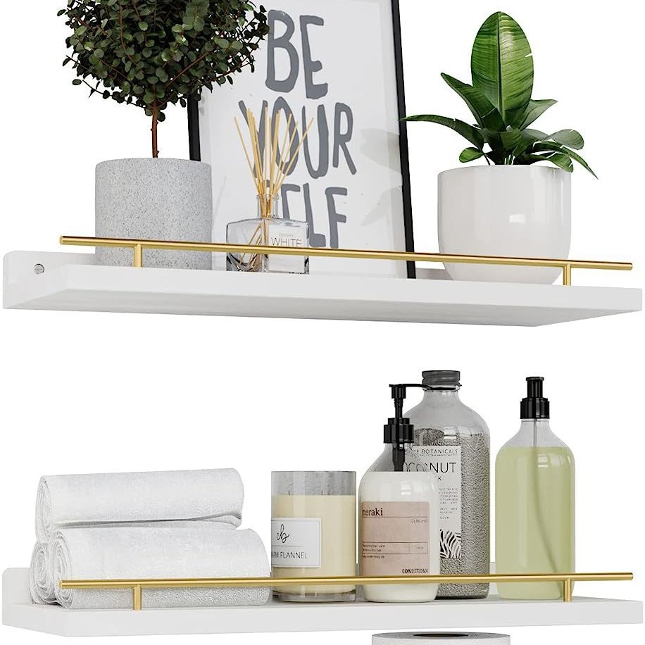 3 unidades de estilo rústico Casa de Campo de madera baño dormitorio pared estante pared flotante estante baño flotante estante