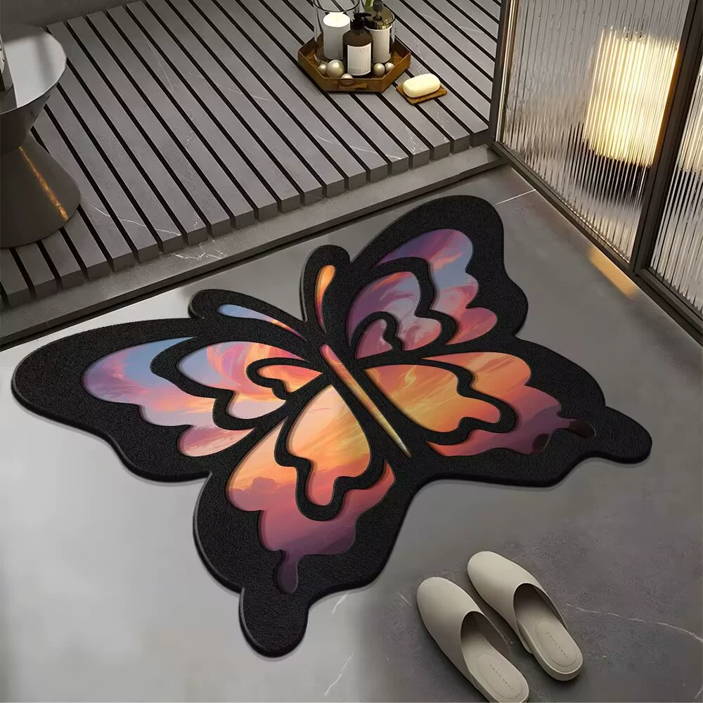 Трансграничные коврики для пола в форме бабочки, коврики для ванной комнаты из диатомовой грязи, коврики для входных дверей, впитывающие коврики для ванной комнаты оптом