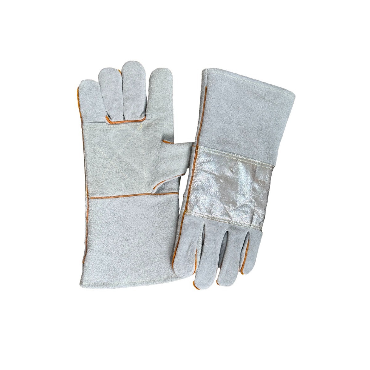 14寸AB级本色双层加掌后背加铝箔耐高温隔热手套焊接烤箱防护手套