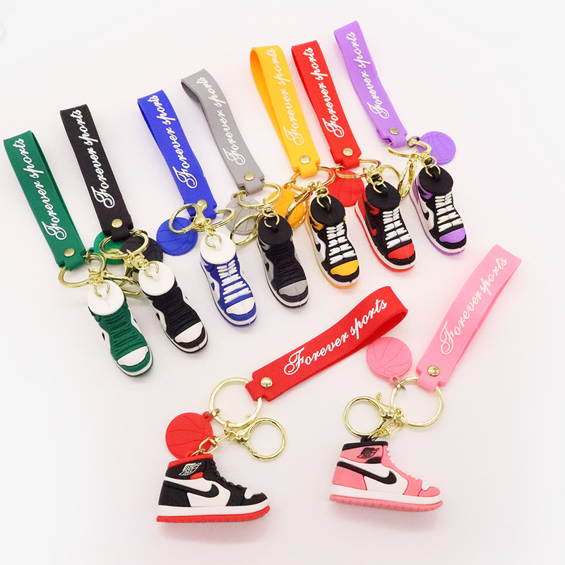 AJ1 sneakers keychain creative three-dimensional hanging basketball shoes model 3D sports shoes color key rope pendant