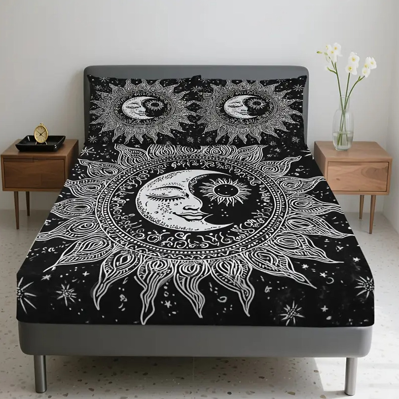 TEMU / JIT Mattress Kits Sun Moon Star River HD Impresión digital ropa de cama