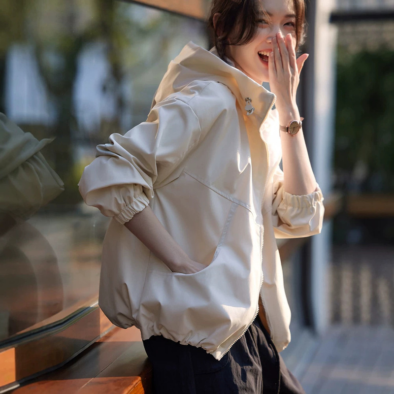 Basic House style outdoor hooded sports jacket for women, 2026 spring new fashion jacket cardigan Basic House style outdoor hooded sports jacket for women, 2026 spring new fashion jacket cardigan