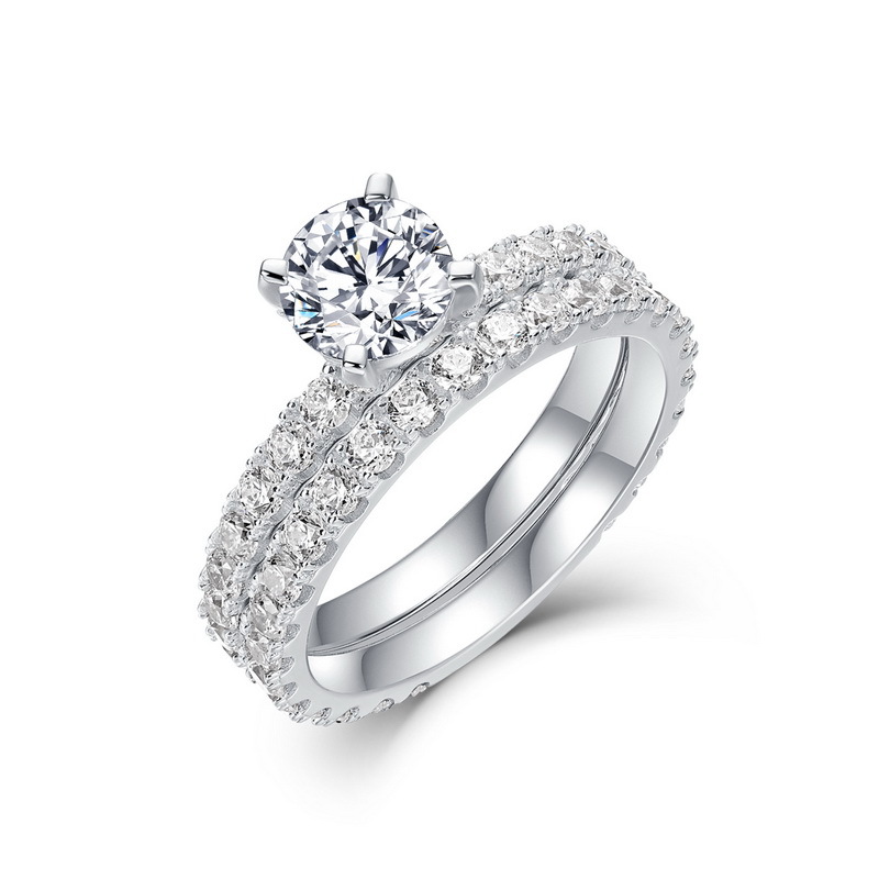 Exclusión transfronteriza para industria pesada, anillo de moissanita de lujo ligero, anillo de dedo de diamante con incrustaciones de color plateado S925, compromiso, anillo de boda femenino