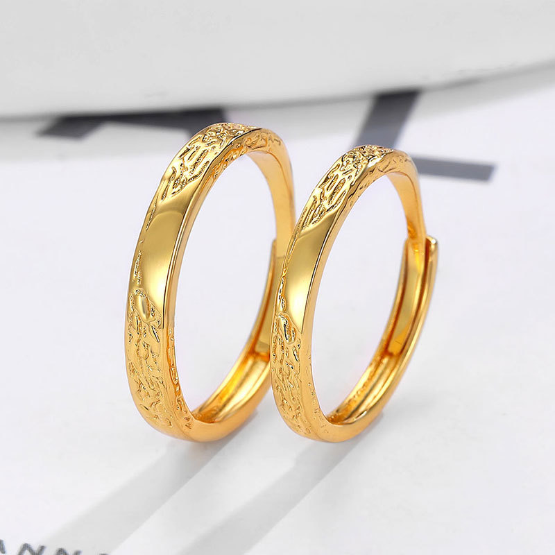 Sweet Erosion Glacier Couple's Ring Fashion Light Luxury Niche Design Sense Irregular Texture Opening Men's and Women's Ring Gift