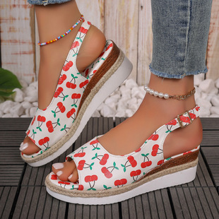 Independent Station Summer European and American Fashion Foreign Trade plus size Strapless Buckle with Fish Mouth Sandals Platform Platform Beach Sandals