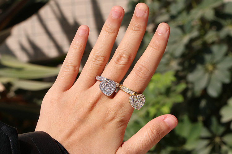 4g Weight Zircon Inlay Material Birthday Occasion Korean Heart-shaped Pendant Ring