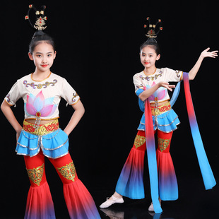 Dunhuang flying sky dance burning thousands of characters performance costume Yunchuan dance children's ancient rhyme Millennium ribbon classical pipa dance